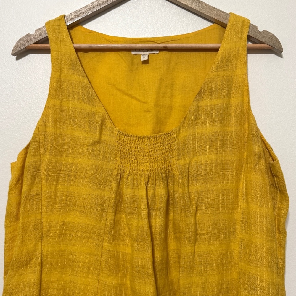 Eileen Fisher Linen Midi Dress Size Large Petite Marigold Yellow Sleeveless - Picture 4 of 7
